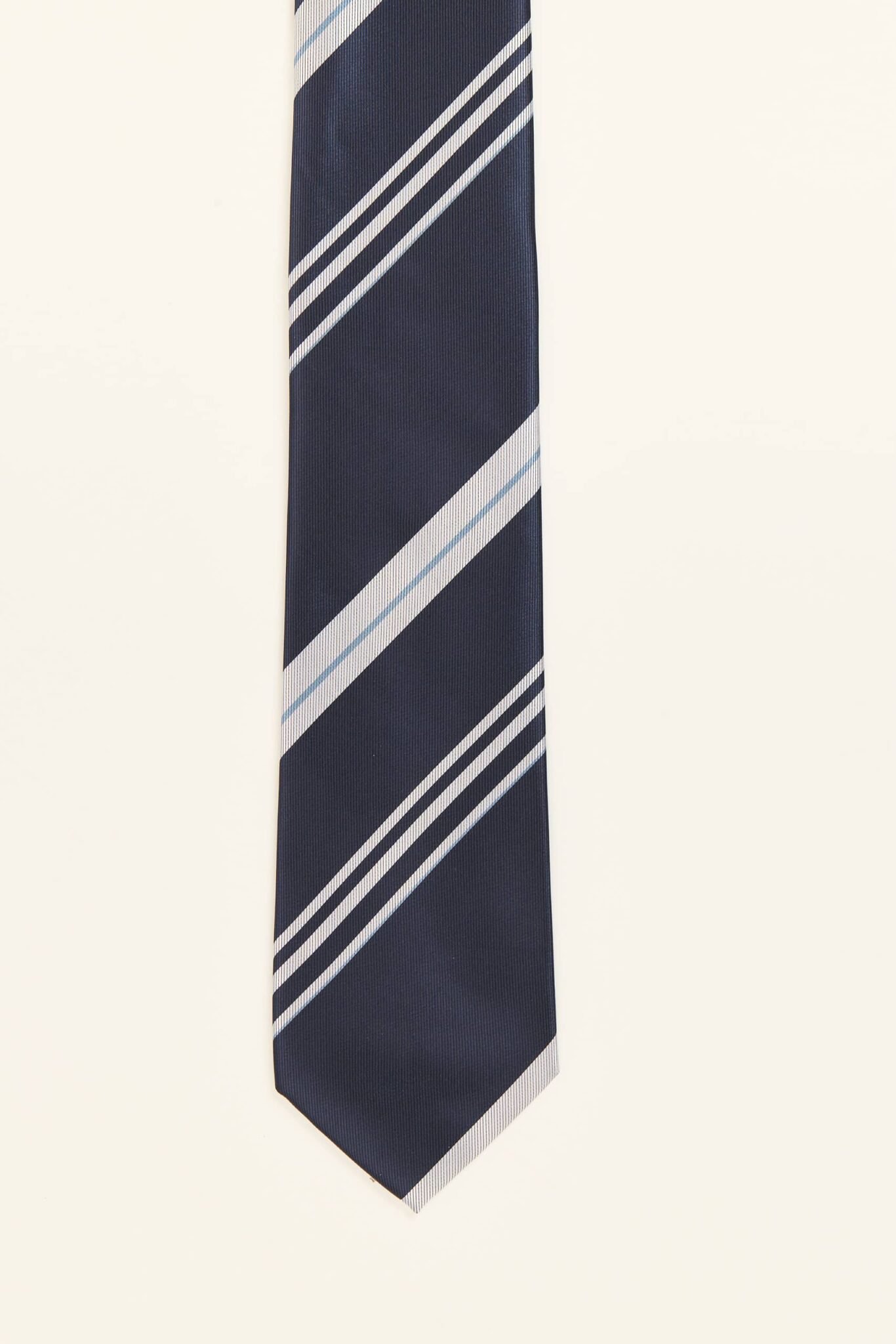 Corbata azul marino con rayas celestes, patrón regimental PuroEgo