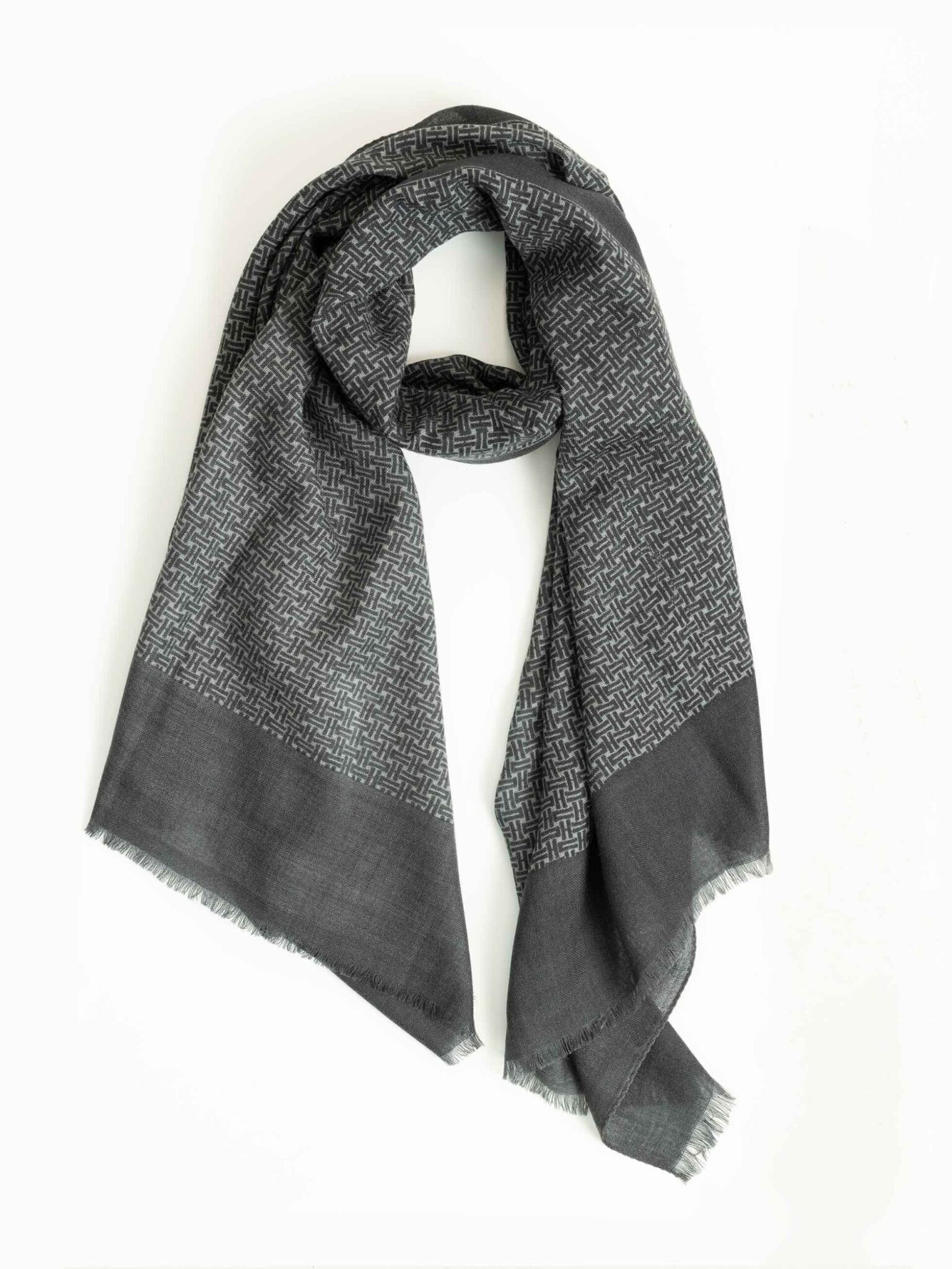 BUFANDA LANA PRINT GEOMÉTRICO GRIS