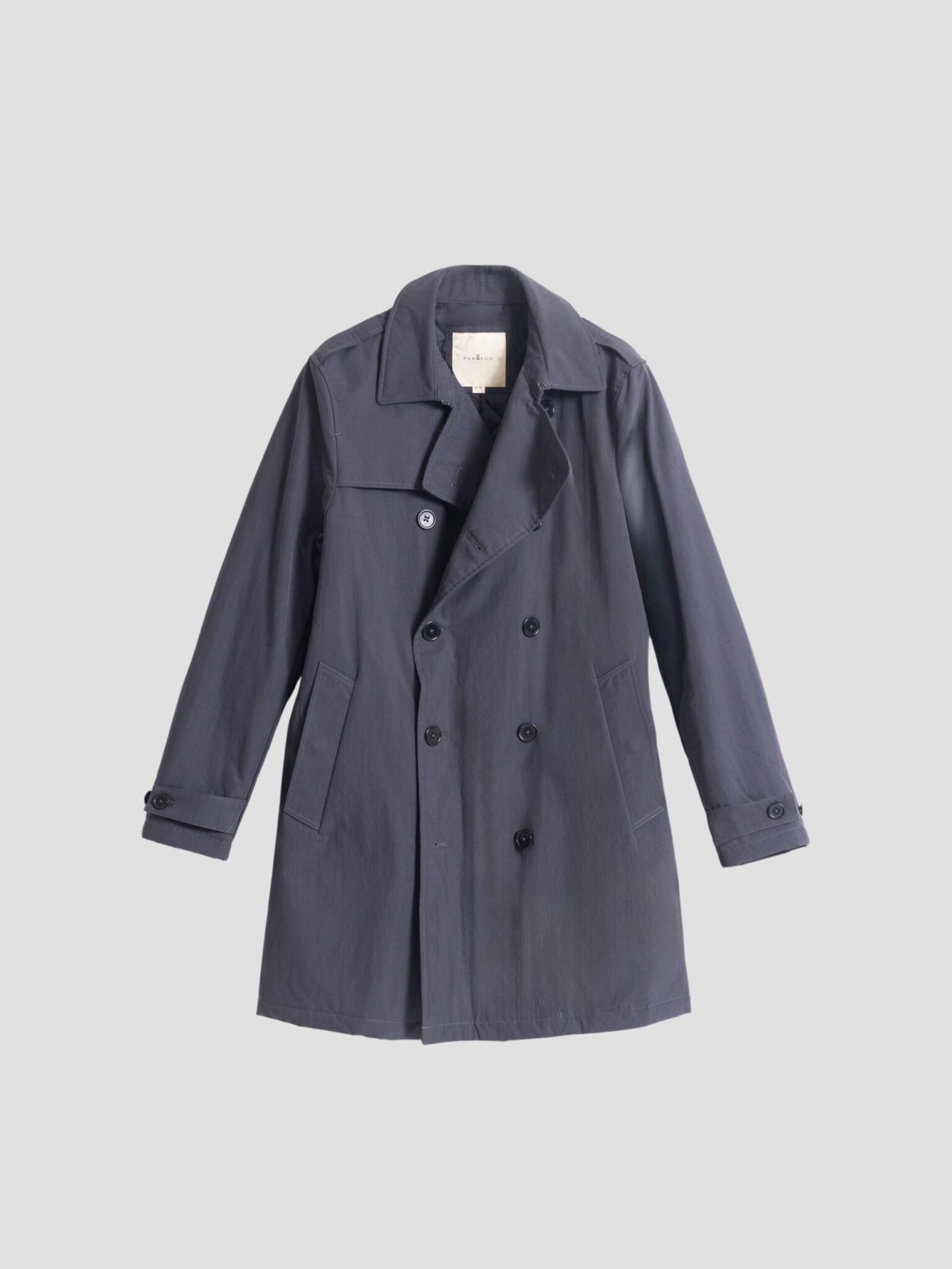 PuroEgo Abrigo Gris Pizarra Trench Doble Botonadura — Hombre