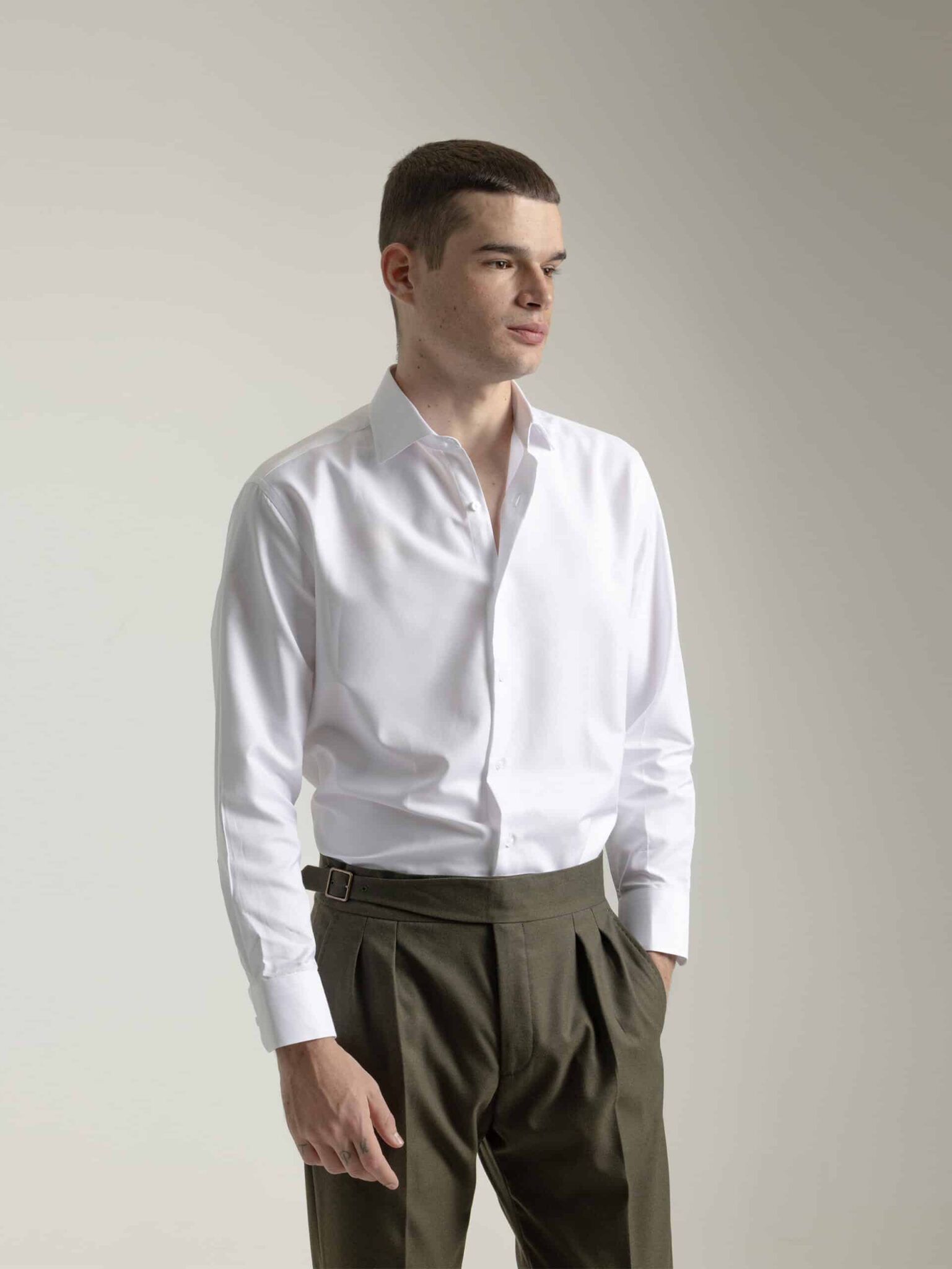 PuroEgo Camisa Blanca Cuello Italiano — Hombre
