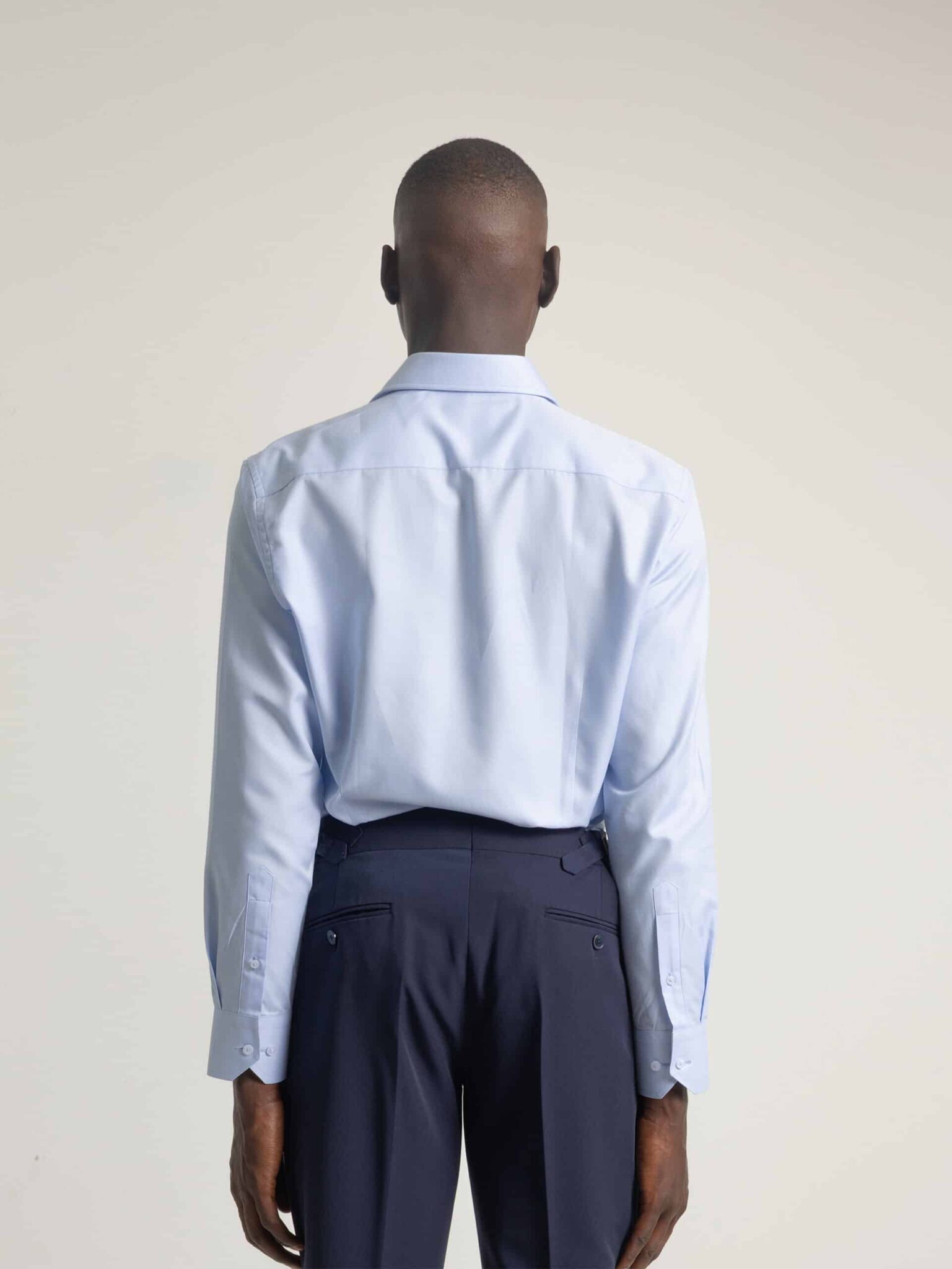 PuroEgo Camisa Celeste Slim Fit Cuello Italiano — Hombre
