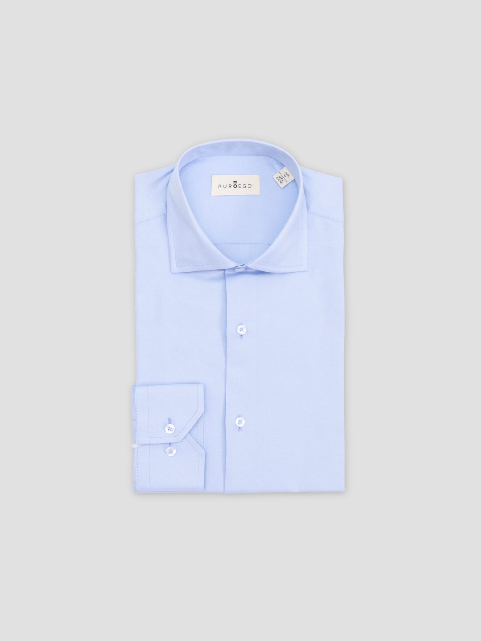PuroEgo Camisa Celeste Slim Fit Cuello Italiano — Hombre